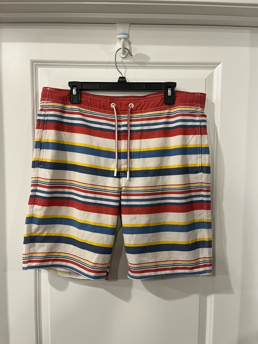 johnnie-O Red, Blue, Yellow Striped Men's Swim Trunks
